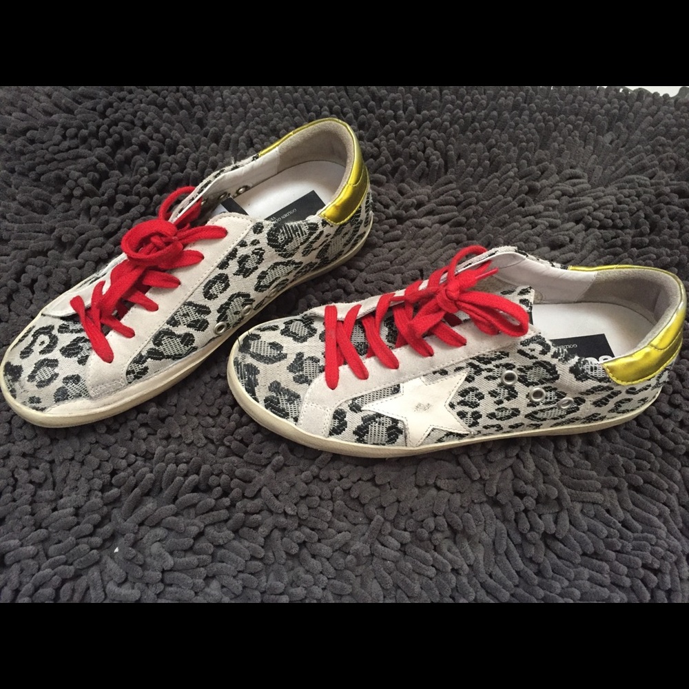 Golden Goose superstar black leopard red laces 38